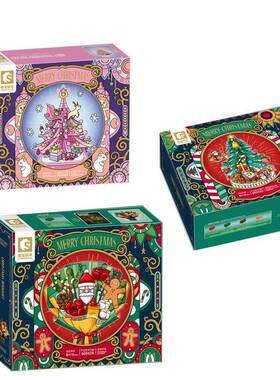 树森宝605024-29水圣诞花束乐DXF园带音男女孩晶拼装积乐木圣诞玩