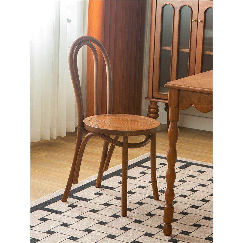 式古vintIAGag索e餐椅实复木中古色休闲椅法耐特