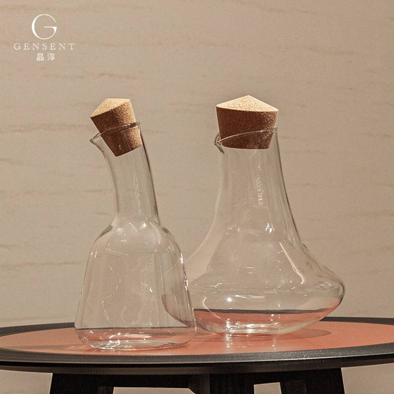 晶淳 现代极简风带瓶塞冷水壶 醒酒器玻璃酒壶家用 客厅餐桌摆件