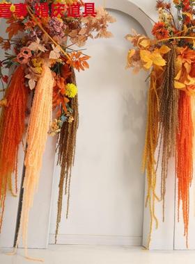 新酒店婚堂婚道具毛线流庆苏彩礼绳挂件舞CIU台背景橱窗布置绕缠