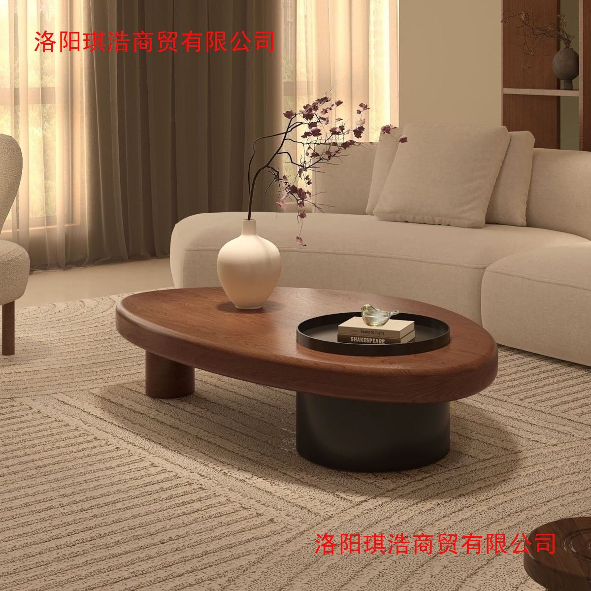 古风实木异形茶几小户型客厅