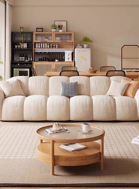 式奶布油风20540泡艺沙发客厅简约直排小户型法棉花糖花瓣云朵芙沙发