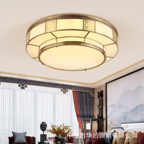 新中式全铜LED圆形吸顶灯