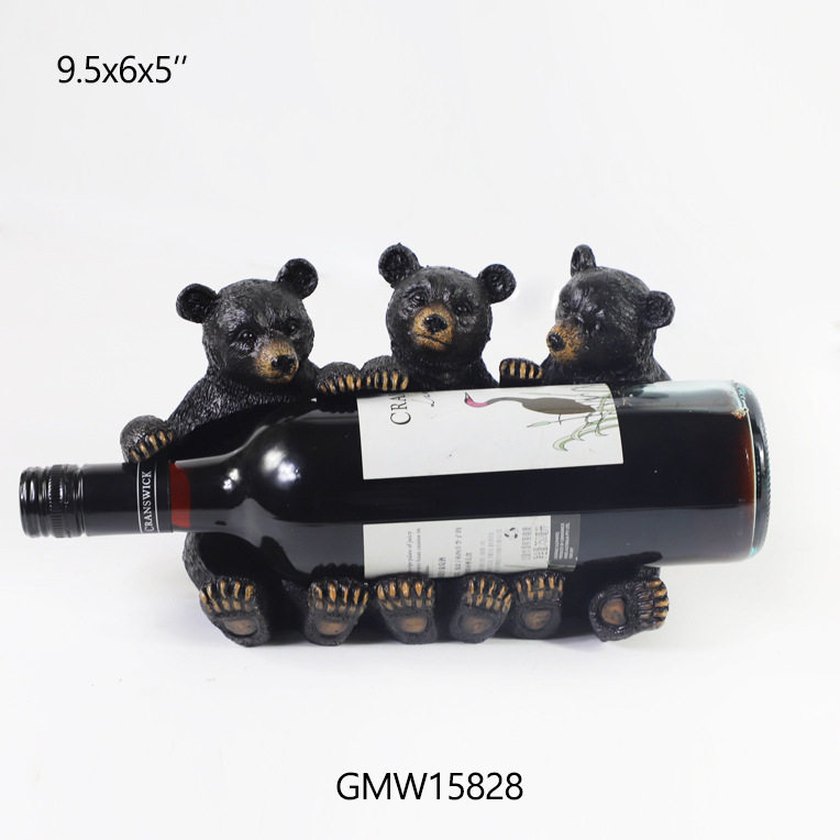 树脂熊轻奢红酒架摆件套装