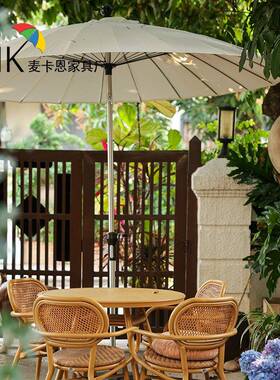 户外叠上海伞设计中伞FTF室花园庭院柱露台休闲外伞民宿折遮阳伞