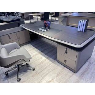 简约现代单人老板桌椅组合 高档轻奢大班台办公家具总裁办公桌