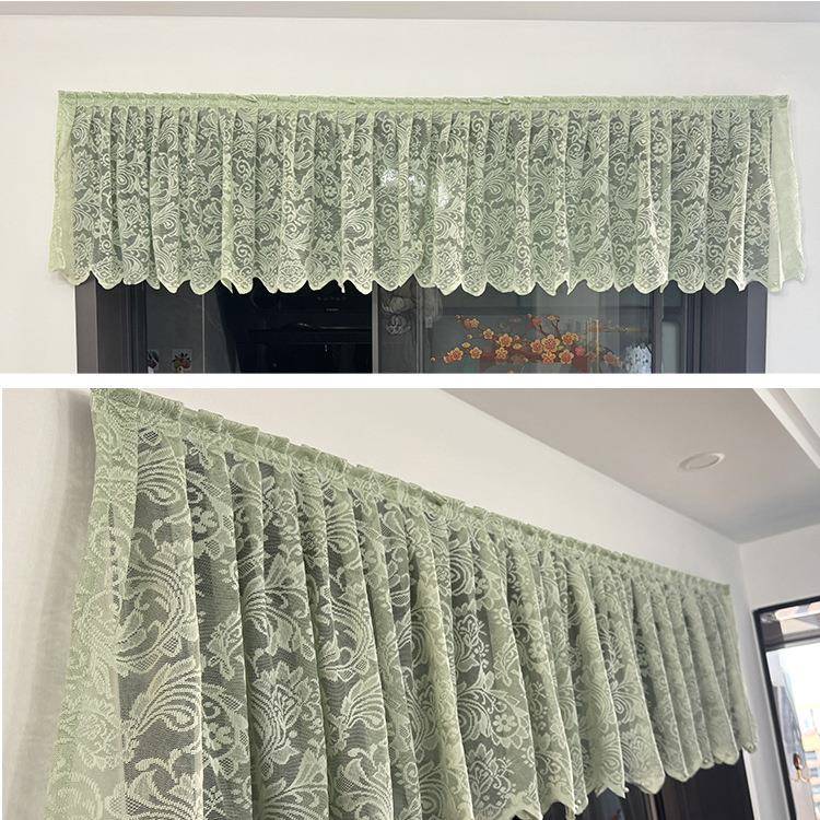 蕾丝半帘纱帘遮挡帘魔术贴柜门防尘装饰短帘飘窗厨房门帘免打孔