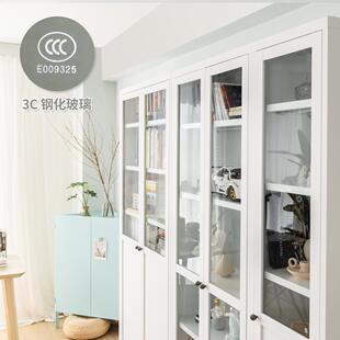 信工全屋钢制书柜书架现代收纳玻璃门艺置物架30cm柜铁简约展示柜