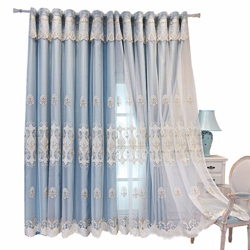 简约欧式双层窗帘成品客厅窗帘布遮光卧室定制大气阳台高档落地纱