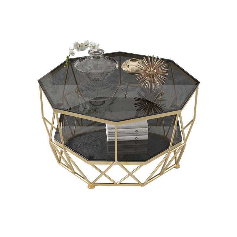 客厅茶几双层简约现代圆形创意钢化玻璃时尚整装大几何小户型茶几