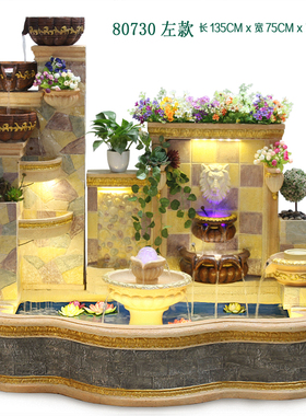 欧式家居落地假山喷泉流水别墅景观酒店大客厅庭院缸现代鱼池摆件