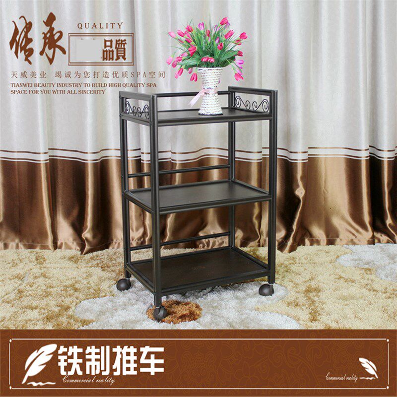 包邮新款 带抽屉美容院推车美容推车防水木板面工具车美容置物车