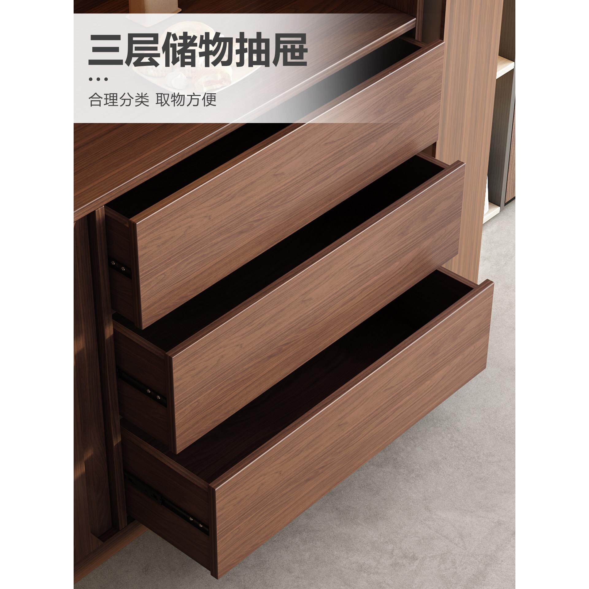 实柜木餐边柜门靠墙体隔断柜茶水玻璃ZH250830餐厅橱柜置一物架客