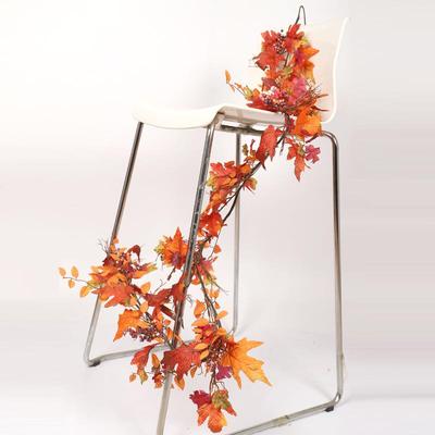 鸿禹新款三叉叶树根枫叶藤条感恩节家居装饰挂件秋色仿真花藤门饰