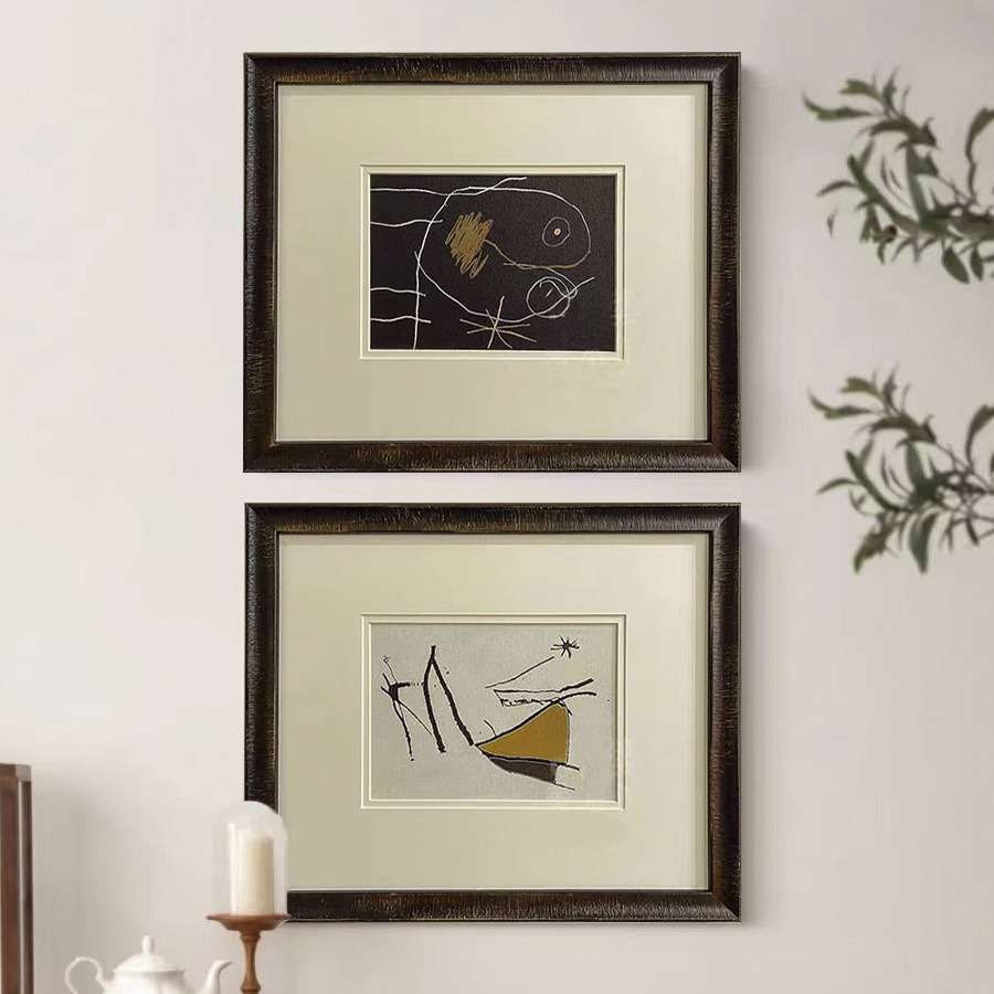 胡安米罗现代简约抽象艺术装饰画中古风卧室玄关壁画客厅沙发挂画