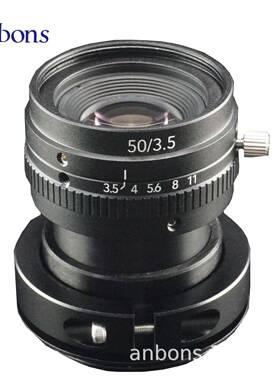 适用BASLER工业相机50mm手动光圈F3.5M42口8k5um线扫镜头长焦
