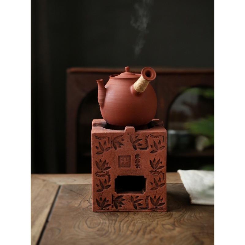 仿古竹炉 四方炉茶诗潮州夫工茶火炭炉 红泥老炉碳 炉摆件CLK橄榄