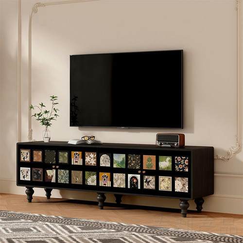 中古风实木电视柜法式百联落地置物柜客厅沙发旁收纳柜玄关装饰柜