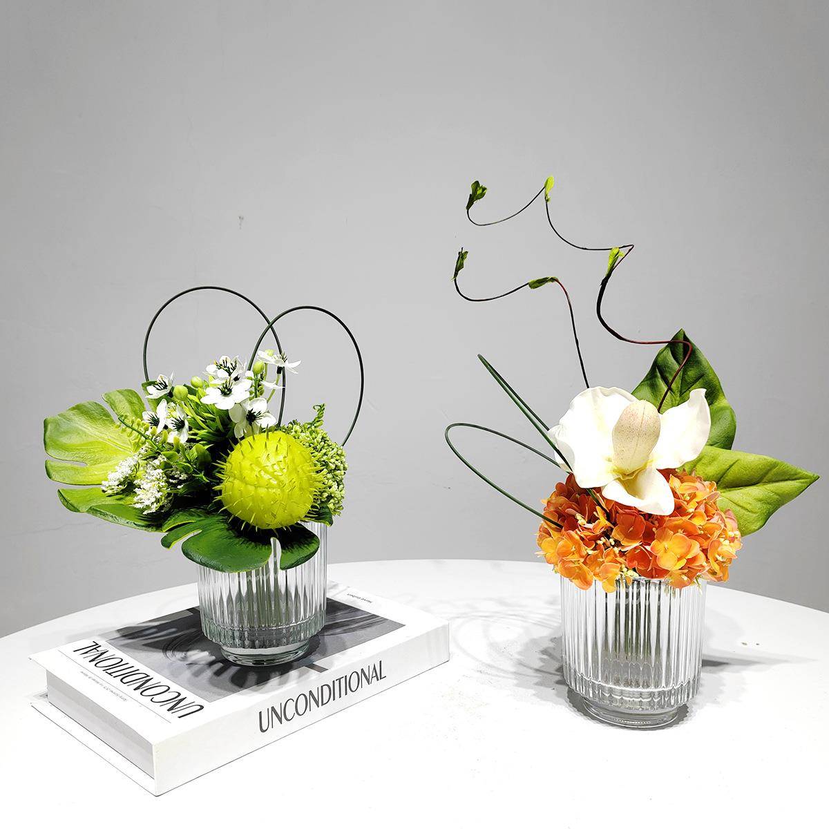 现代轻奢仿真花艺摆件洽谈桌面样板间茶几卫生间洗手台假花装饰品