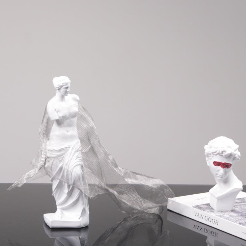 网纱维纳斯少女雕塑艺术品雕像树脂摆件玄关服装店样板间软装饰品