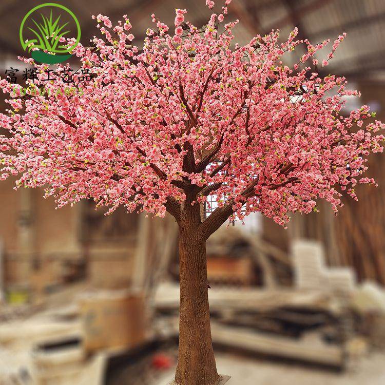 玻璃钢仿真桃花树桃花大型布景仿真树仿真花装饰道具摆件厂家