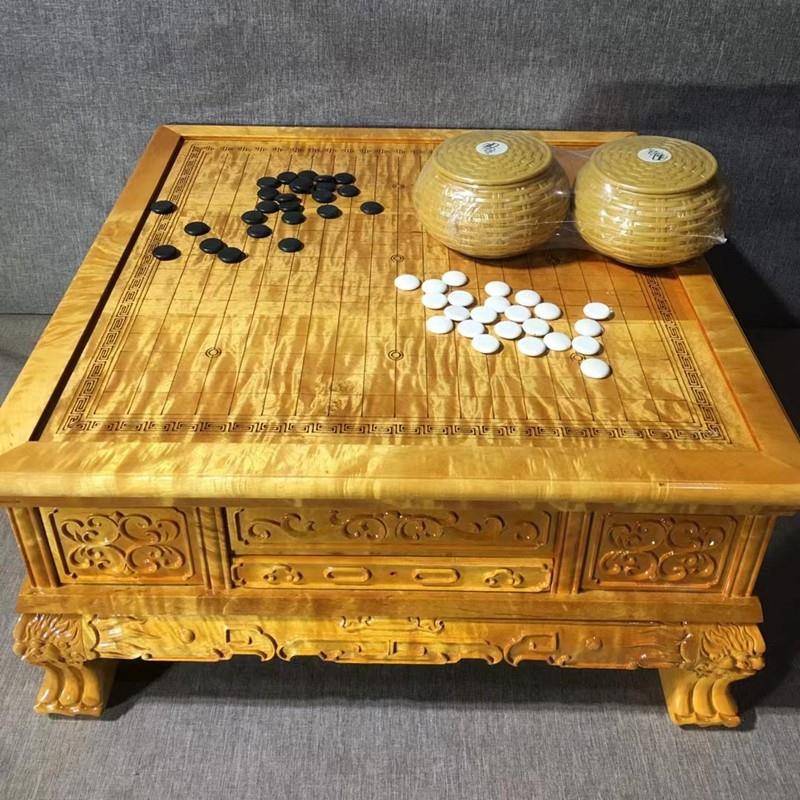 金丝楠木象棋折叠棋盘木质双面三用棋桌实木炕桌对开棋盘