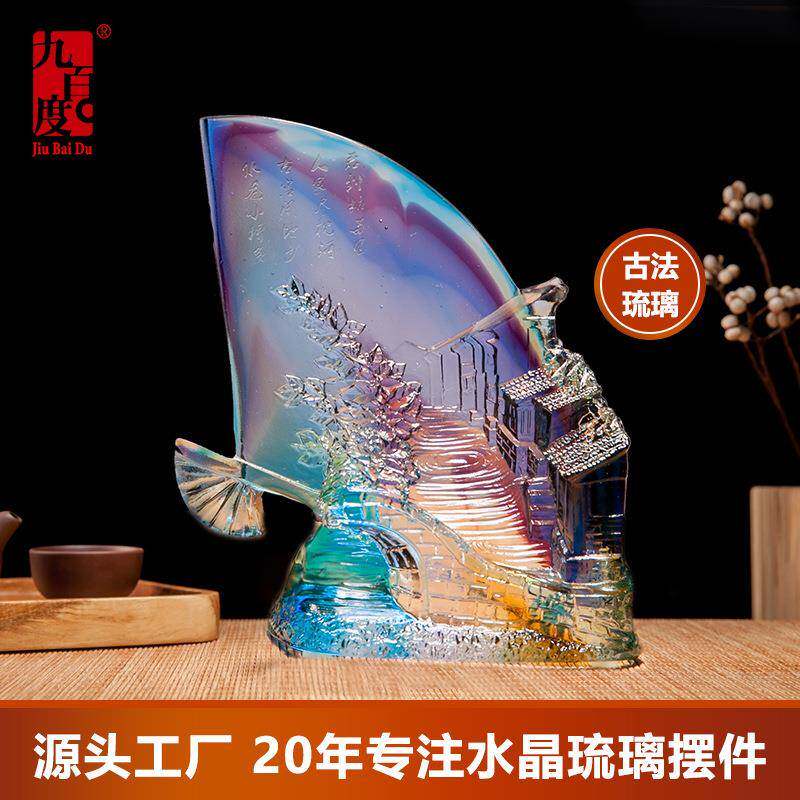 企业委制古法琉璃摆件工艺品苏州景色城市规划建设纪念品桌面摆件
