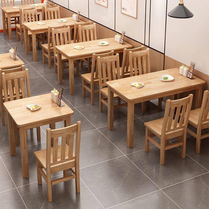 实木快餐桌椅组合餐饮饭店面馆早餐食堂小吃店拉面长方形桌椅板凳