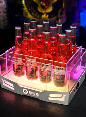 LED金属白色底座亚克力啤酒桶酒吧发光冰桶冰粒桶KTV香槟桶啤酒框