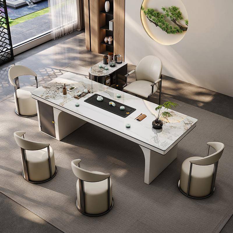 大板茶台干泡湿泡一体意式简约办公客厅阳台家用岩板茶桌组合茶几