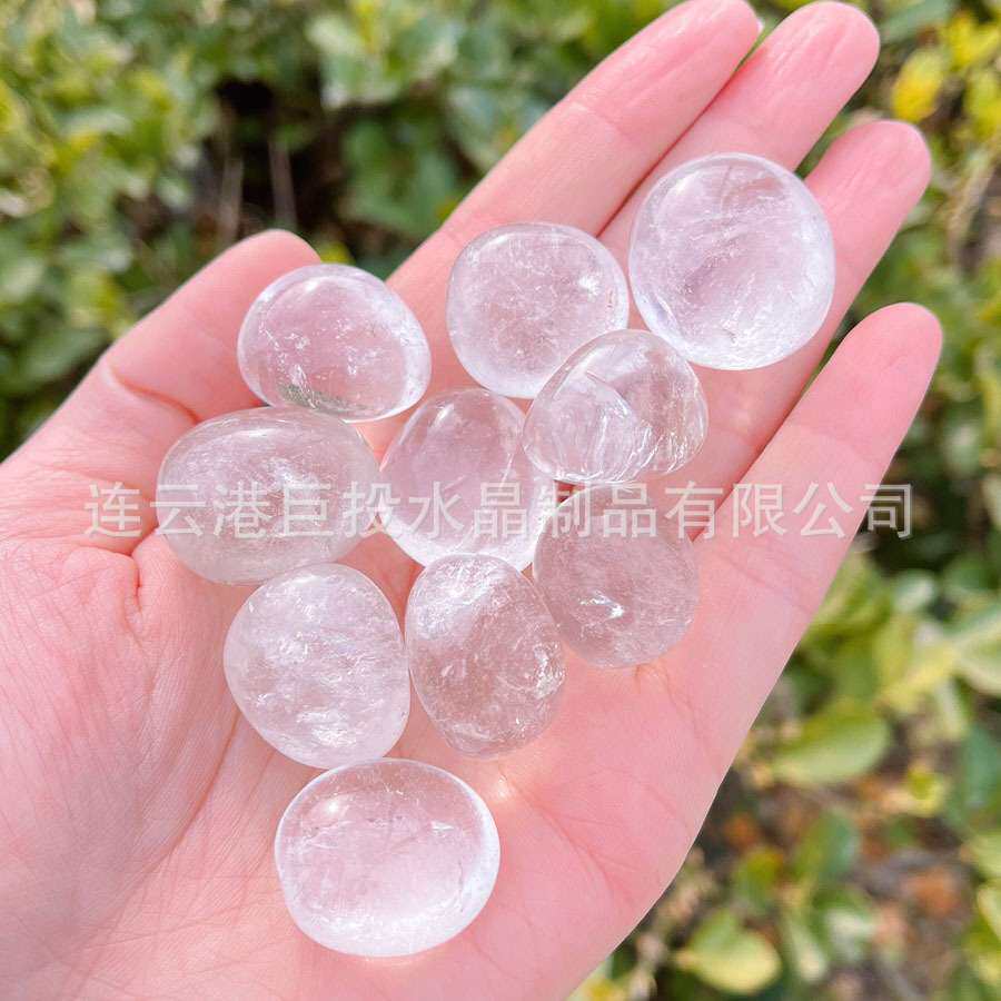 天然白水晶滚石摆件Clean quartz装饰背景盆景鱼缸消磁石裸石随形
