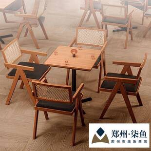 复古酒吧桌椅组合清吧小酒馆咖啡厅实木椅子茶楼西餐厅桌子