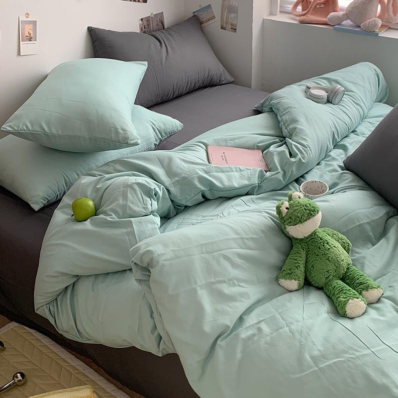 纯色水洗棉被套单件150x200x230cm被罩床上四件套被单三件套床笠