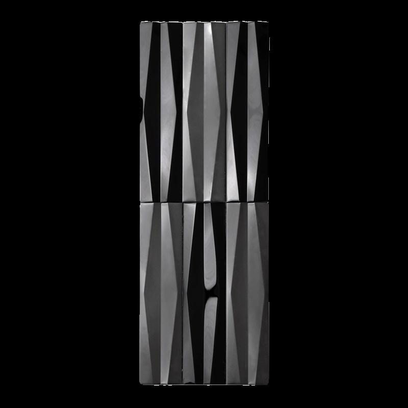 黑色立体菱形长条金属马赛克瓷砖餐厅咖啡厅吧台不锈钢墙砖背景墙