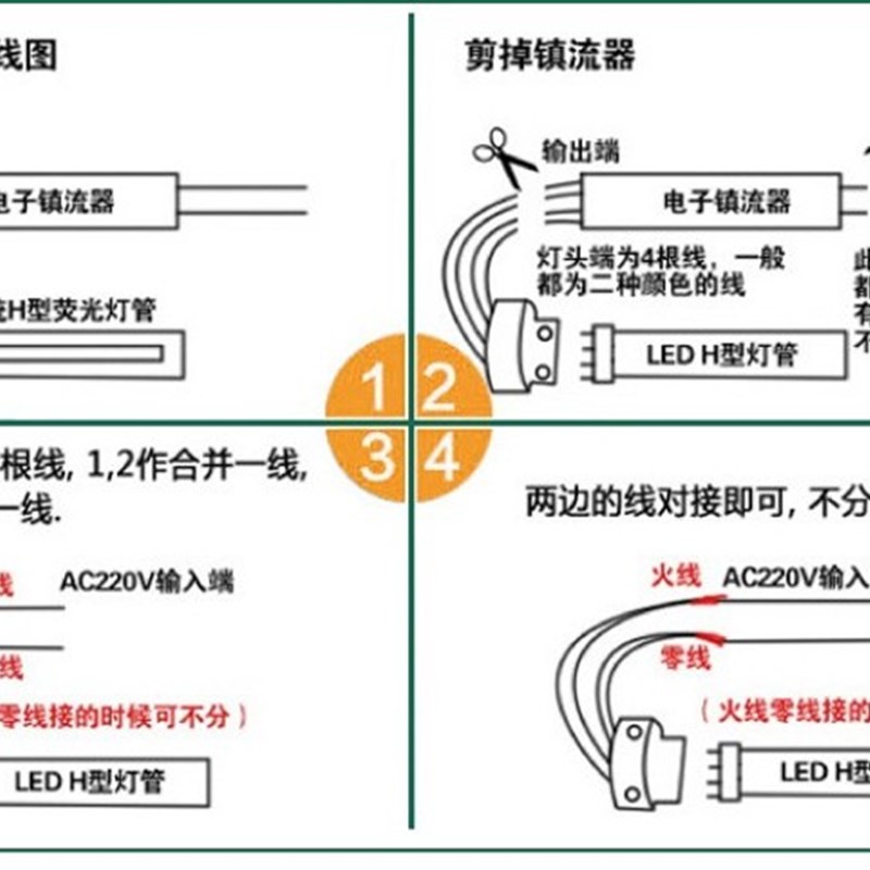 四针LED灯管H管超亮节能大功率h型替换2G11三基色55Wled日光灯管