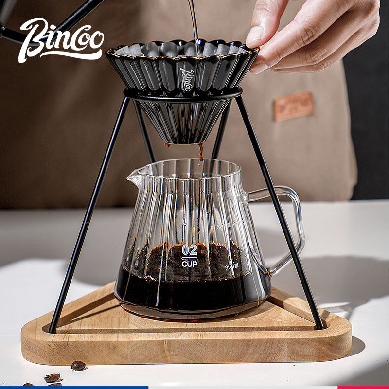 Bincoo手冲咖啡套装过滤支架复古风可拆卸实木底座滴漏式过滤杯架