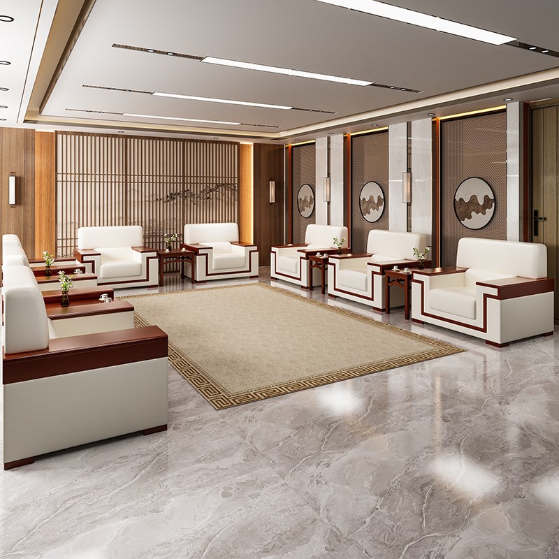 贵宾商务接待会议沙发会议室会展单人实木会客室办公室中式沙发