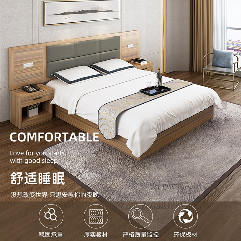 酒店专用宾馆牀标间全定制家俱客房单人公寓民挂衣板壁挂墙背板