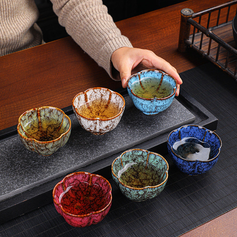 窑变天目釉盏茶杯套装陶瓷家用单只主人杯创意品茗杯大小号喝茶碗