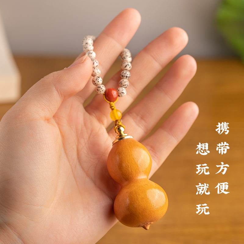 文玩葫芦手把件带龙头紫皮小手捻盘玩把玩挂件摆件可开口天然精品