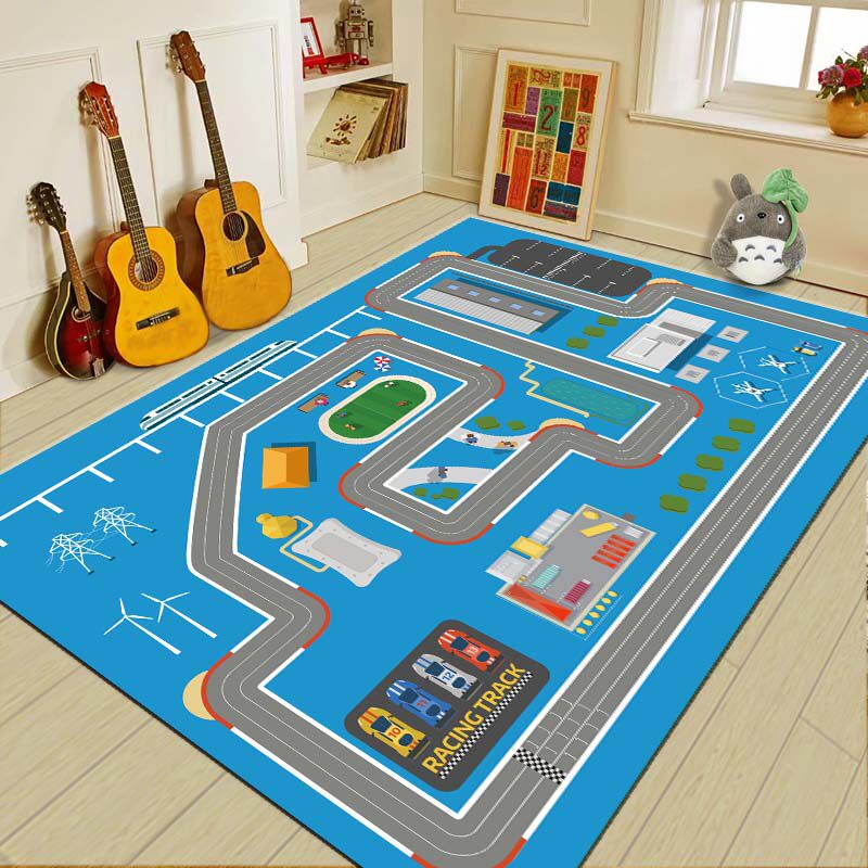 儿童停车场地垫儿童房阅读区男孩交通地图玩具区汽车轨道赛道地毯