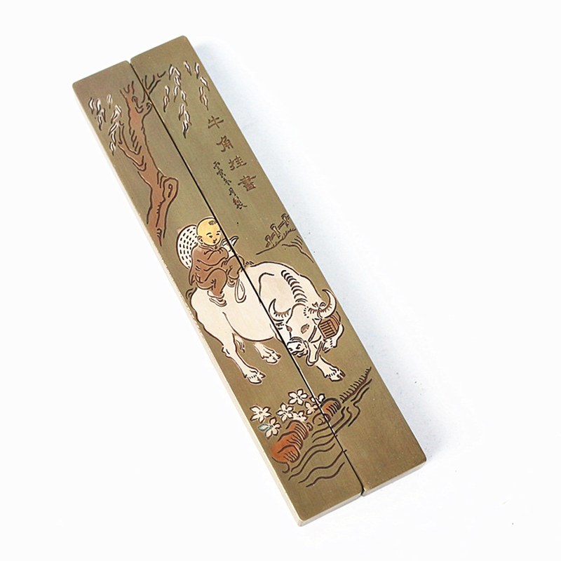 文房用品书法镇尺镇纸压纸小号仿古黄铜雕刻镇尺一对文房四宝摆件