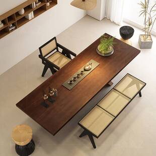 实木茶几餐桌两用老板办公桌茶桌一体设计师款茶桌原木大板泡茶桌