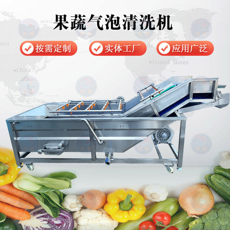 水果果蔬气泡清洗机 全自动蔬菜清洗流水线 喷淋式气泡清洗机器