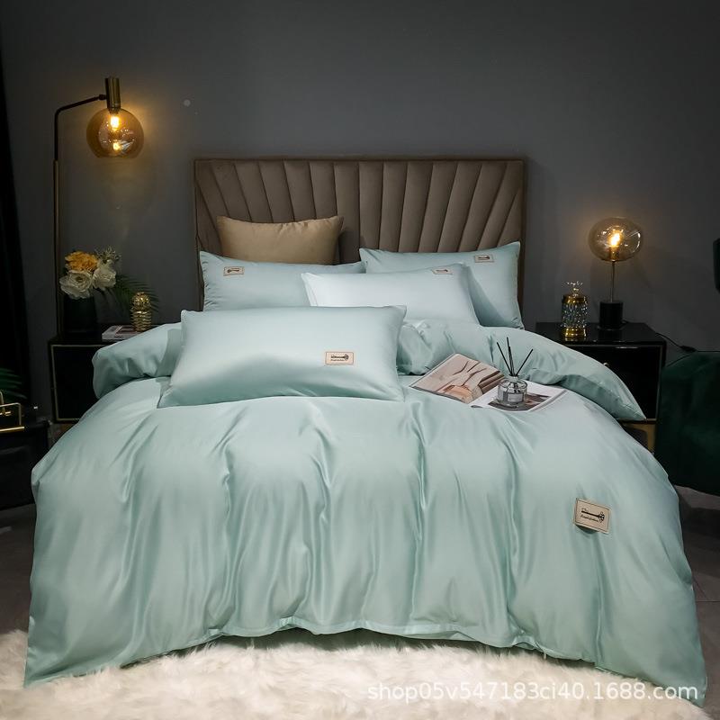 60s丝水四洗天纯色件套轻奢被套缎4781l凉感床单贡冰丝四件套