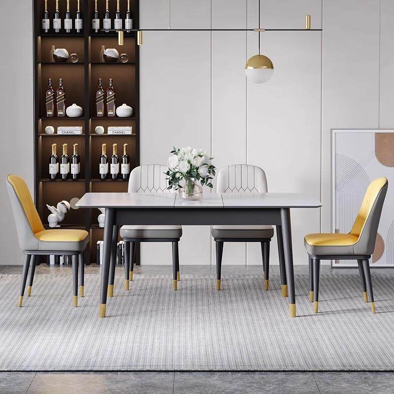 岩板餐桌桌椅合小户多型组实木折叠家用XGO饭桌功能可伸缩电磁炉