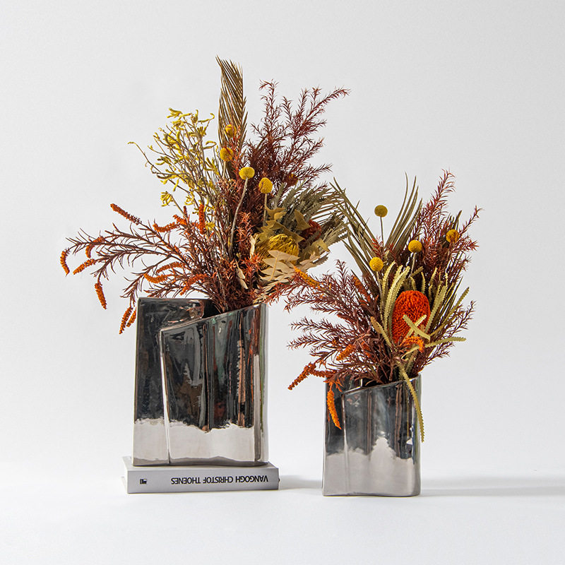 现代简约轻奢花艺干花插花仿真花客厅样板间酒店大堂餐厅装饰摆件