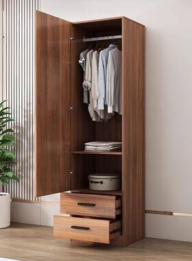 单门衣柜高2米卧室成人储物立柜现代新中式阳台简易木质收纳衣w&