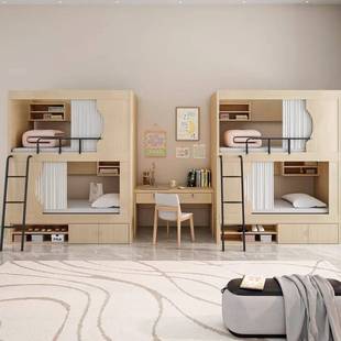 太空舱民宿双层床公寓床学生宿舍实木上下铺电竞酒店太空舱上下床