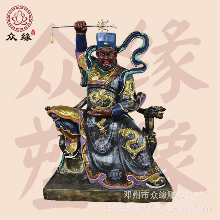 大型生漆脱胎关圣帝君木雕像